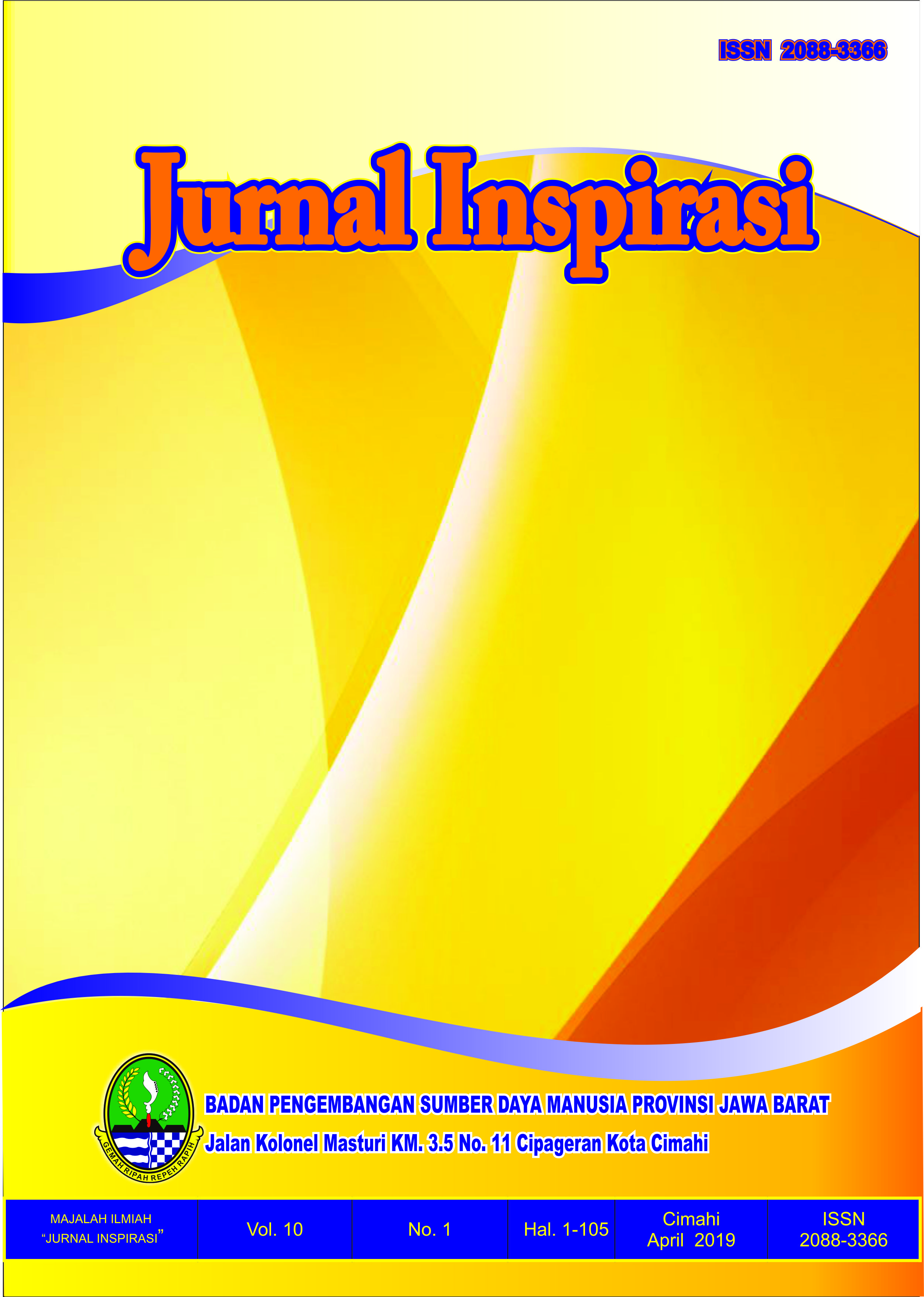 					View Vol. 10 No. 1 (2019): Jurnal Inspirasi Edisi April 2019
				